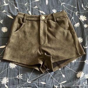 Olive Green Faux Suede Shorts